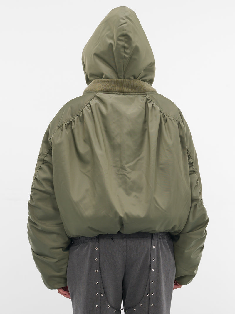Green Layered Halter Nylon Bomber (OW01-W03-699-DARK-GREEN)