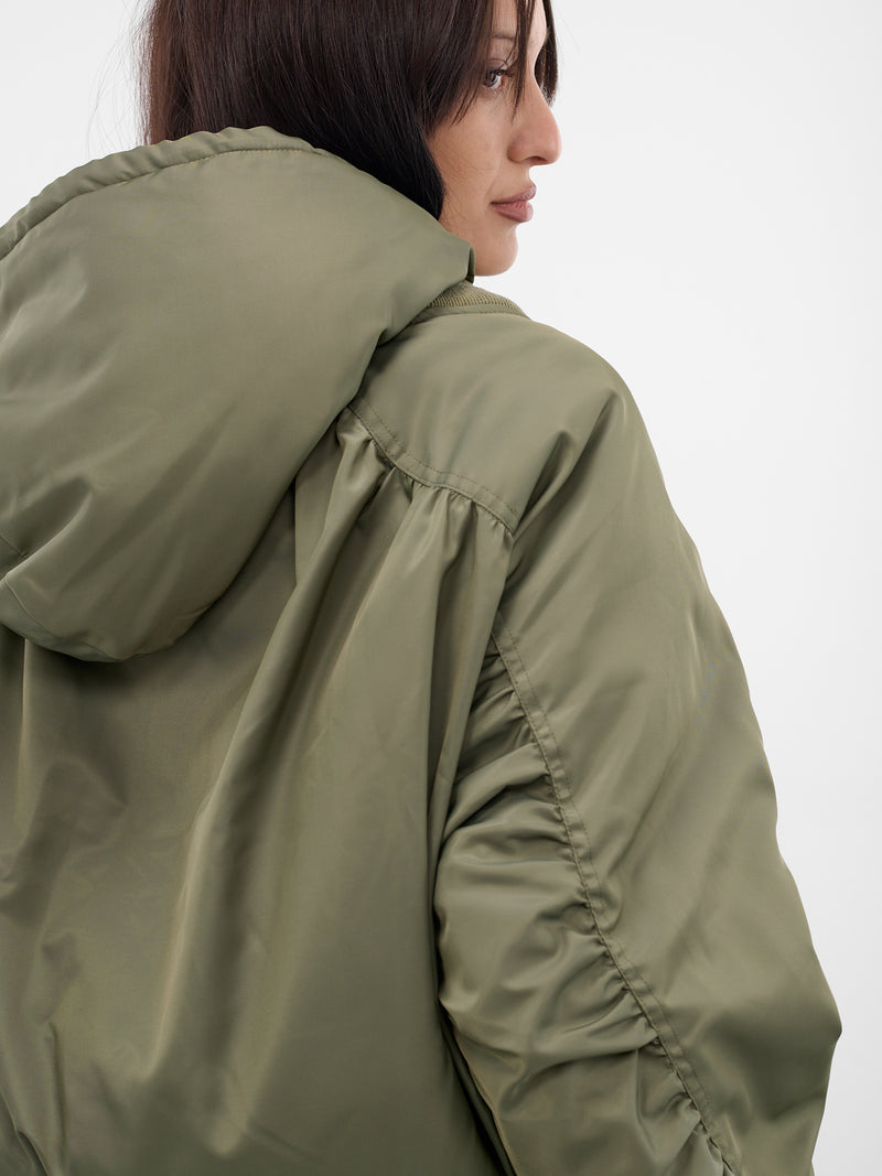 Green Layered Halter Nylon Bomber (OW01-W03-699-DARK-GREEN)
