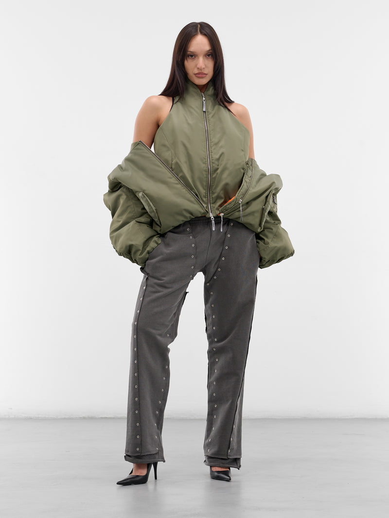 Green Layered Halter Nylon Bomber (OW01-W03-699-DARK-GREEN)