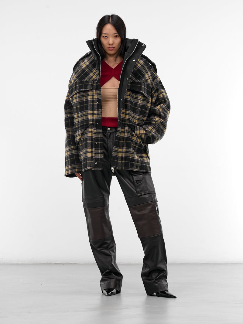 Tartan Over Shoulders Sculptural Jacket (OW01995-1331-BLUE-CREAM)