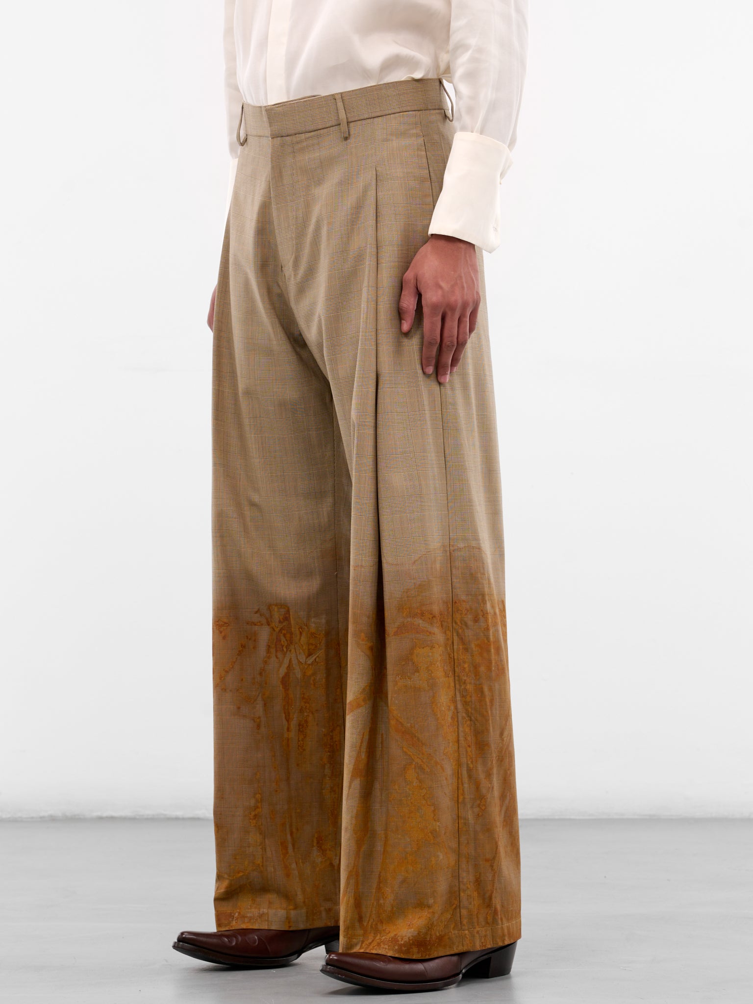 Oxidized Mauro Check Pleated Trousers (OXIDIZED-PANTS-MAURO-YELLOW-PL)