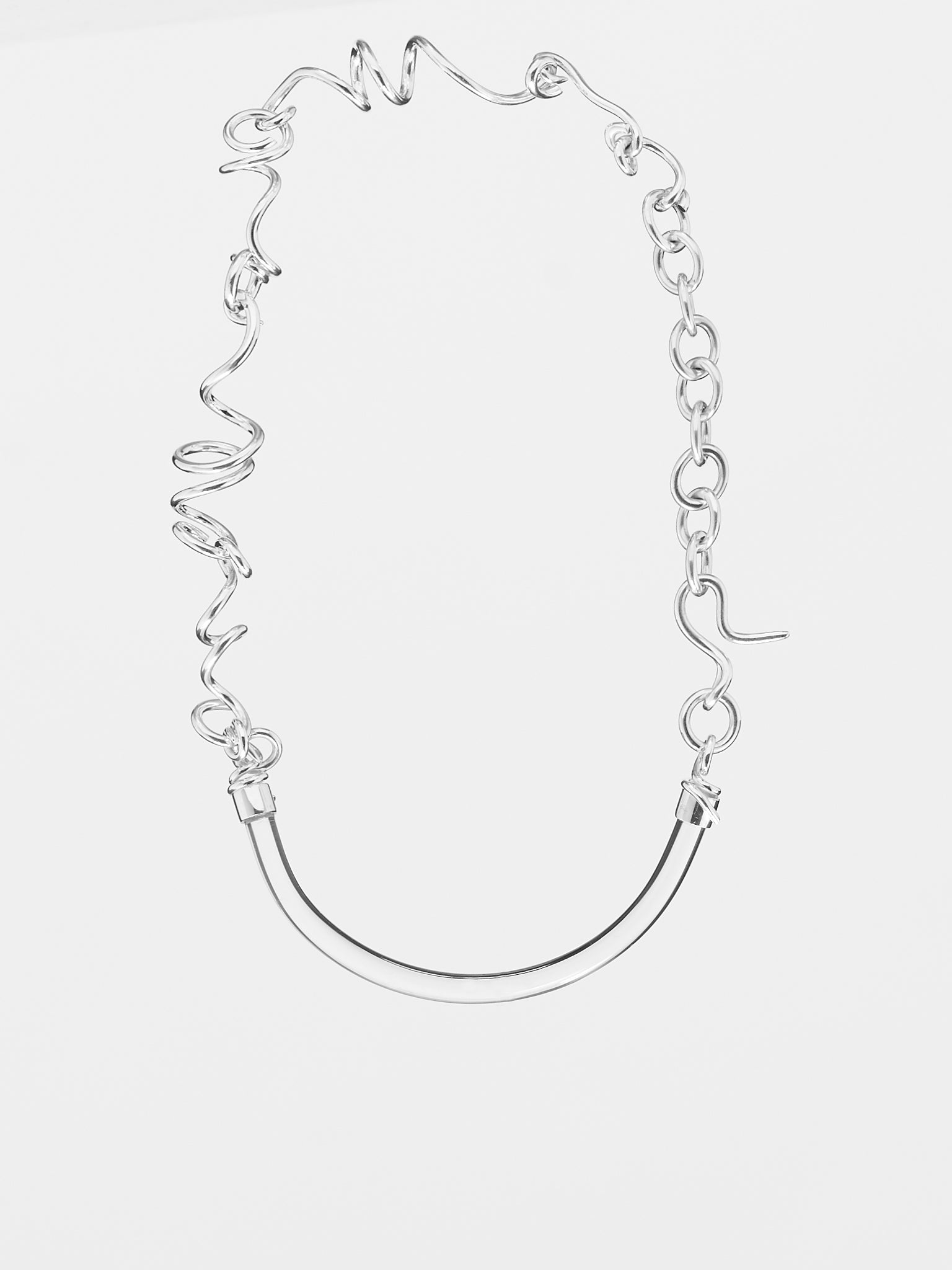 Worm Chain Necklace (P00021-WORM-CHAIN-SILVER-TRANS)