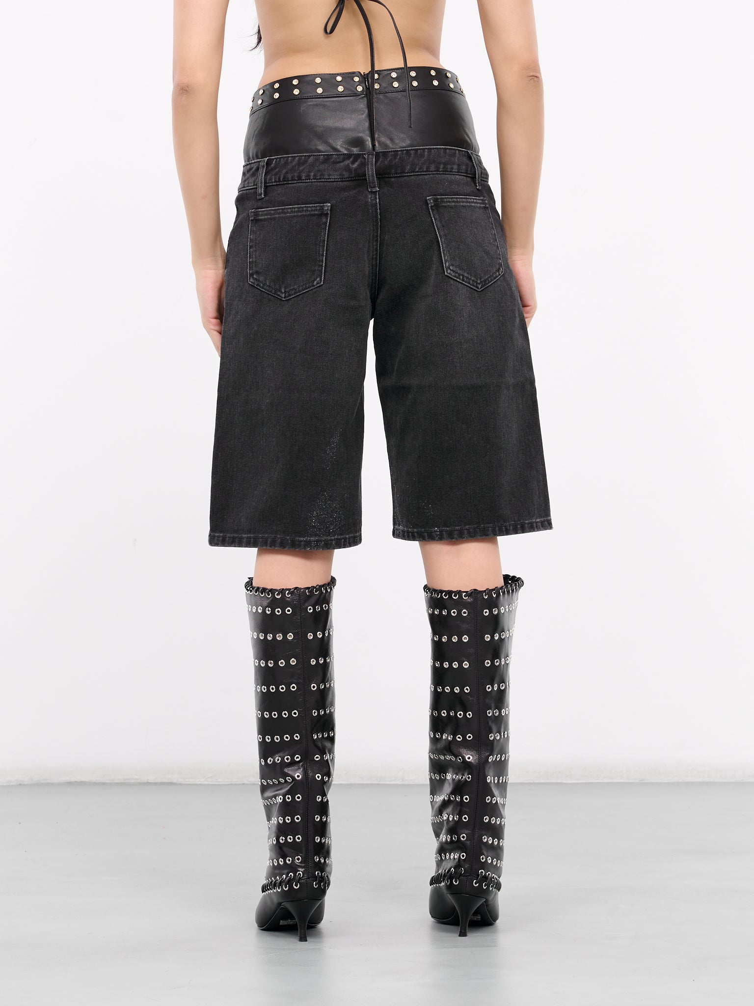 Double Layer Denim Shorts (P001-BLACK)
