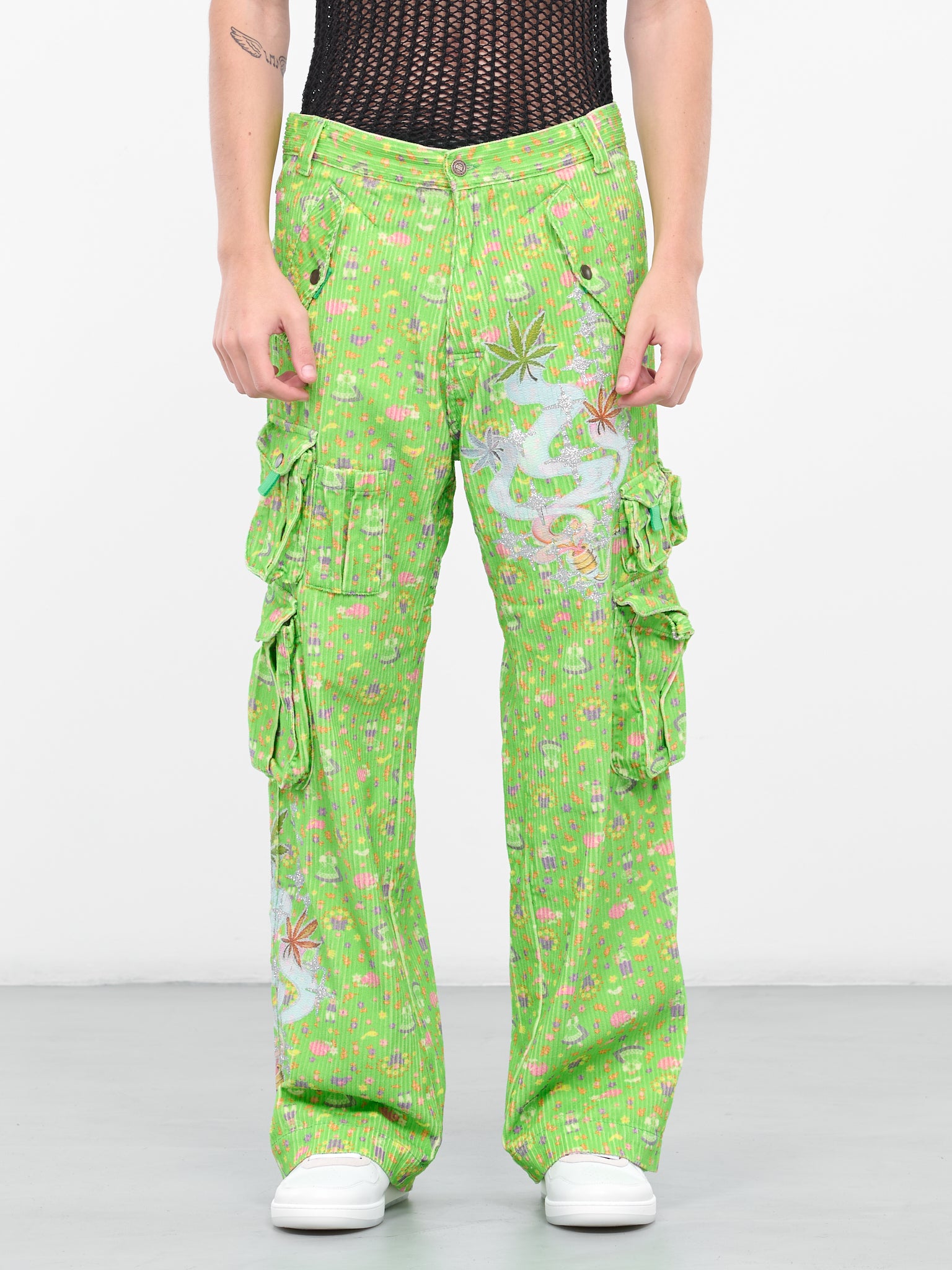 Corduroy Cargo Pants (P001-GREEN)