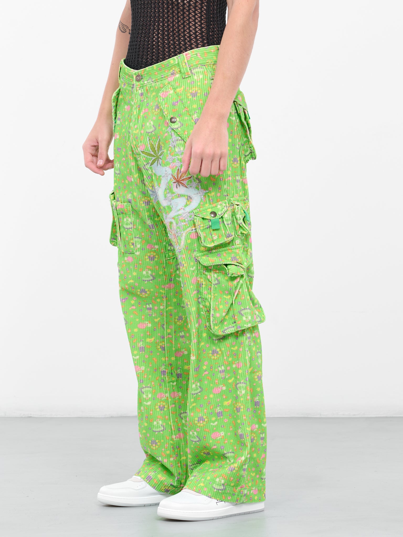 Corduroy Cargo Pants (P001-GREEN)