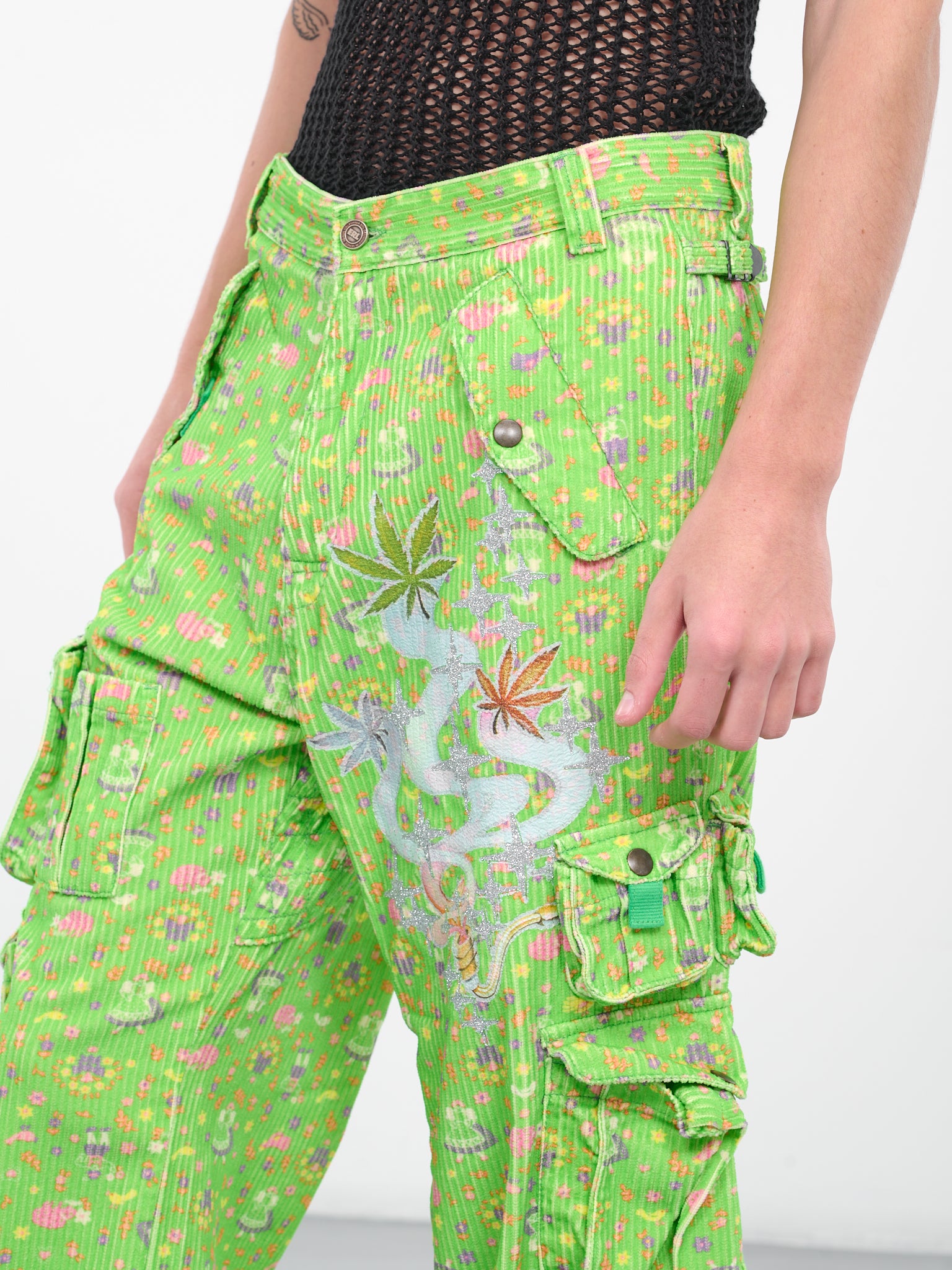 Corduroy Cargo Pants (P001-GREEN)