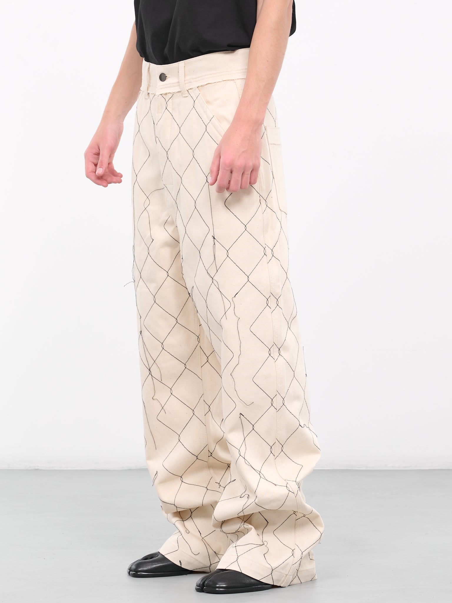 Big Fit Chain Link Denim Trousers (P001-NATURAL)