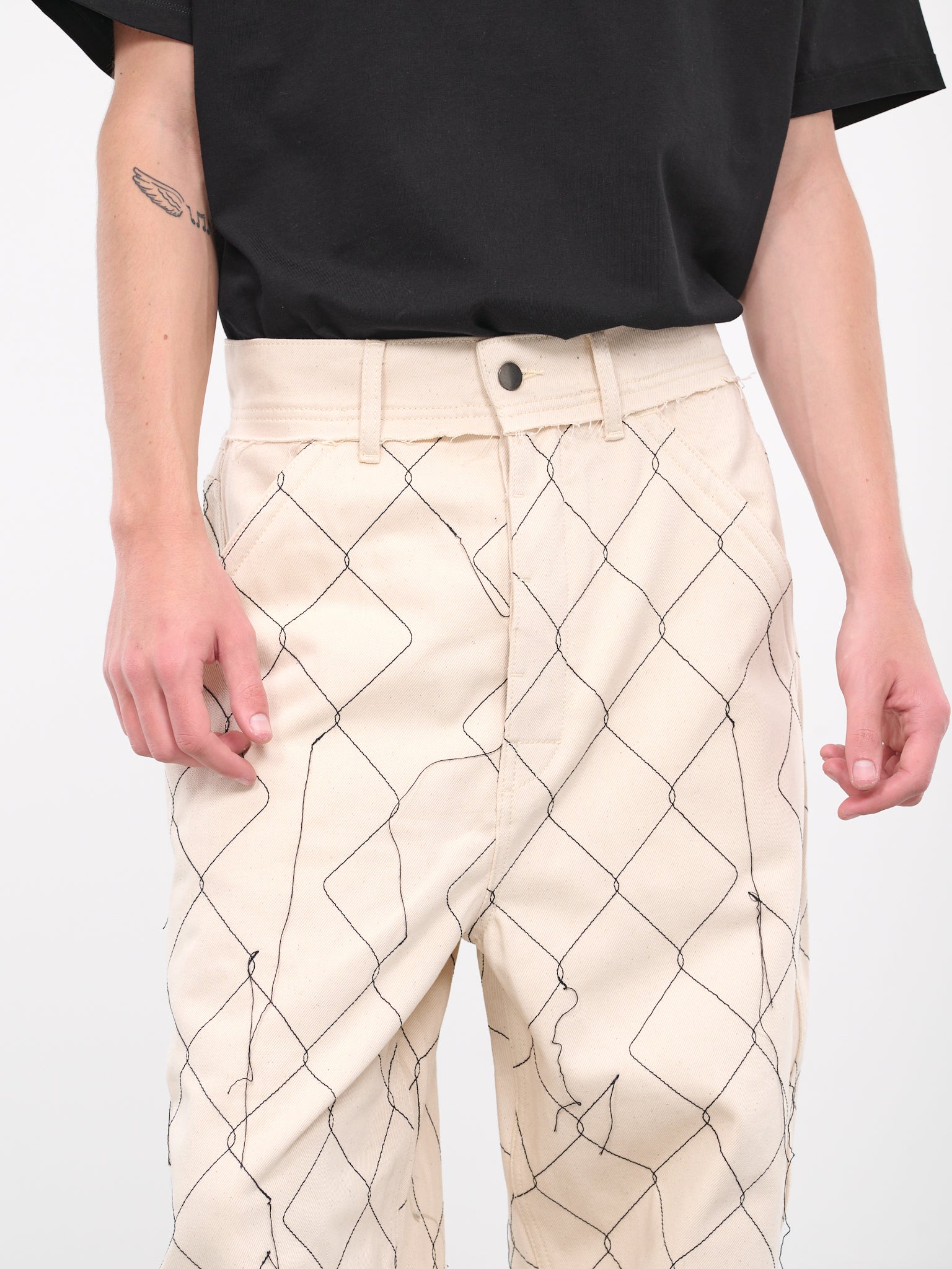 Big Fit Chain Link Denim Trousers (P001-NATURAL)