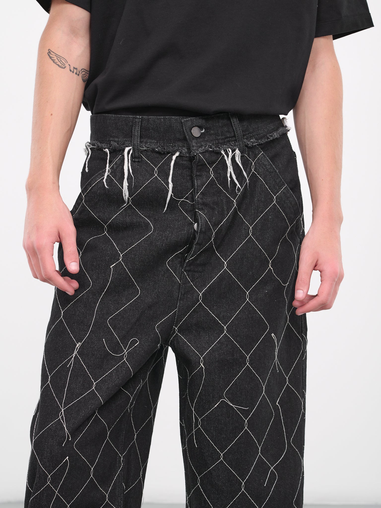 Big Fit Chain Link Denim Trousers (P001-WASHED-BLACK)