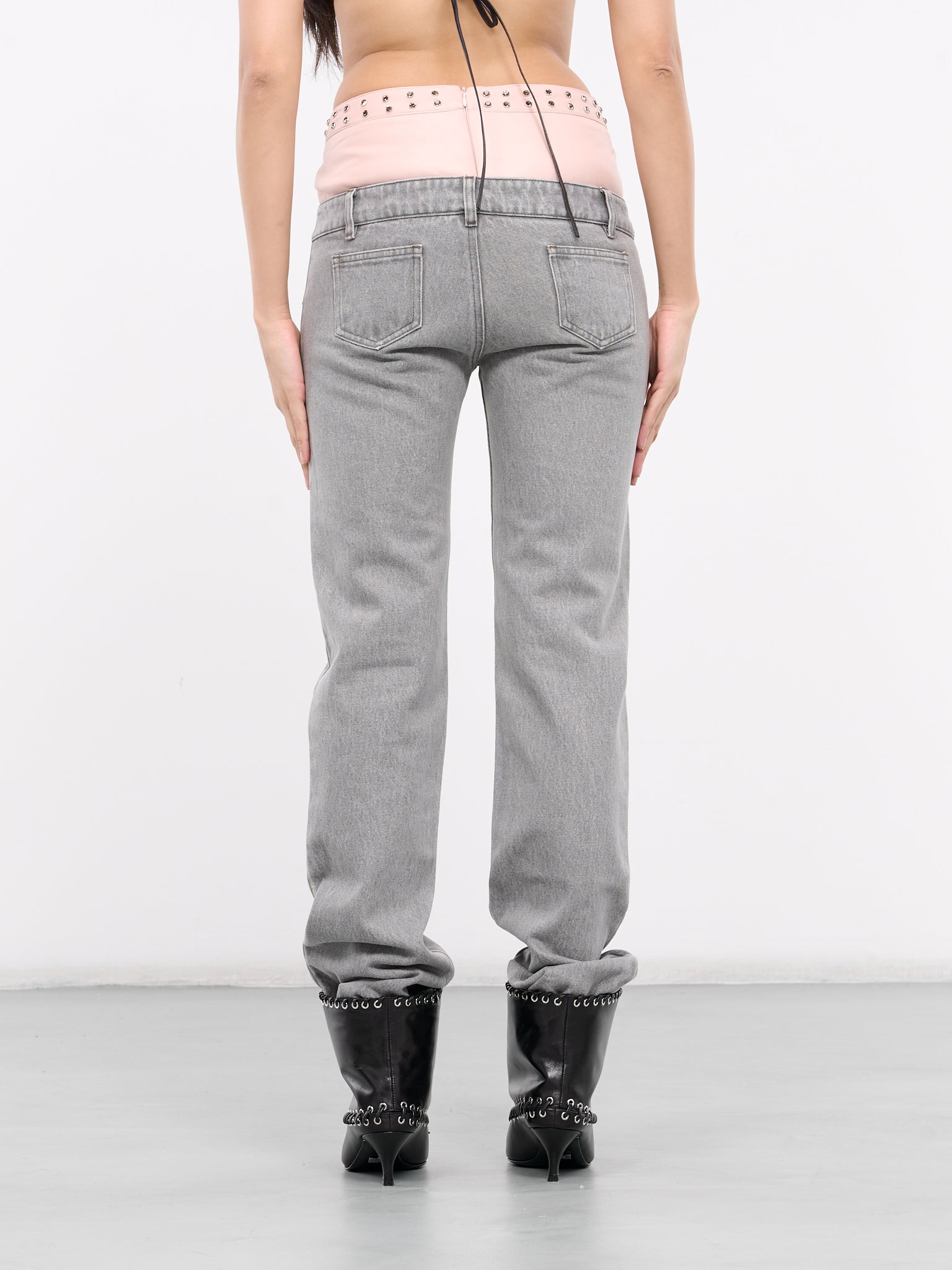 Double Layer Denim Jeans (P002-GREY-PINK)