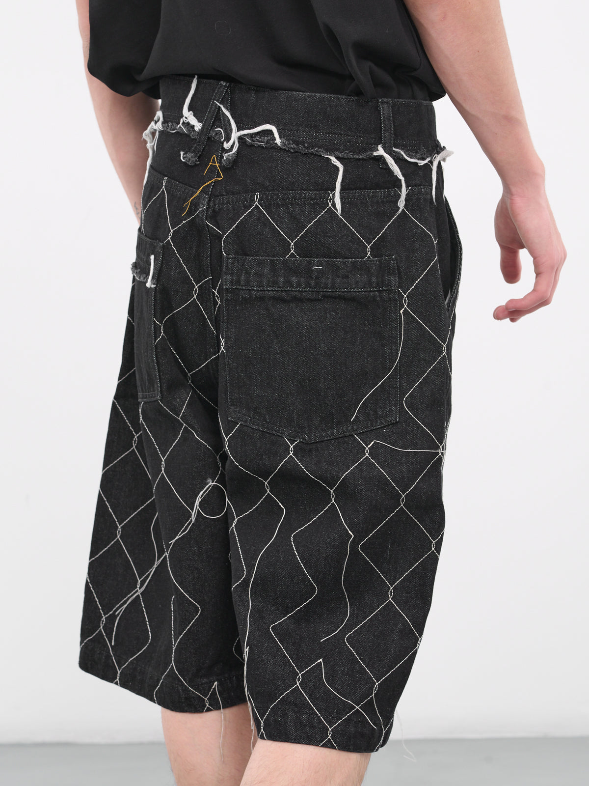 Big Fit Chain Link Denim Shorts (P003-WASHED-BLACK)