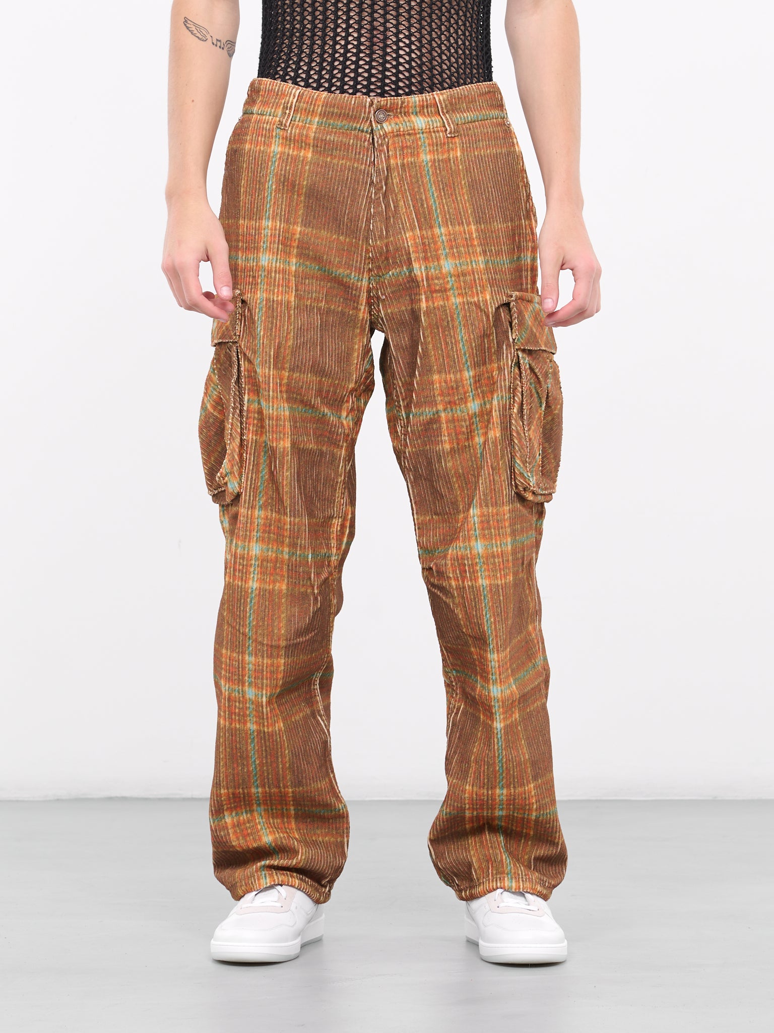 Corduroy Cargo Pants (P010-GREY-BROWN)