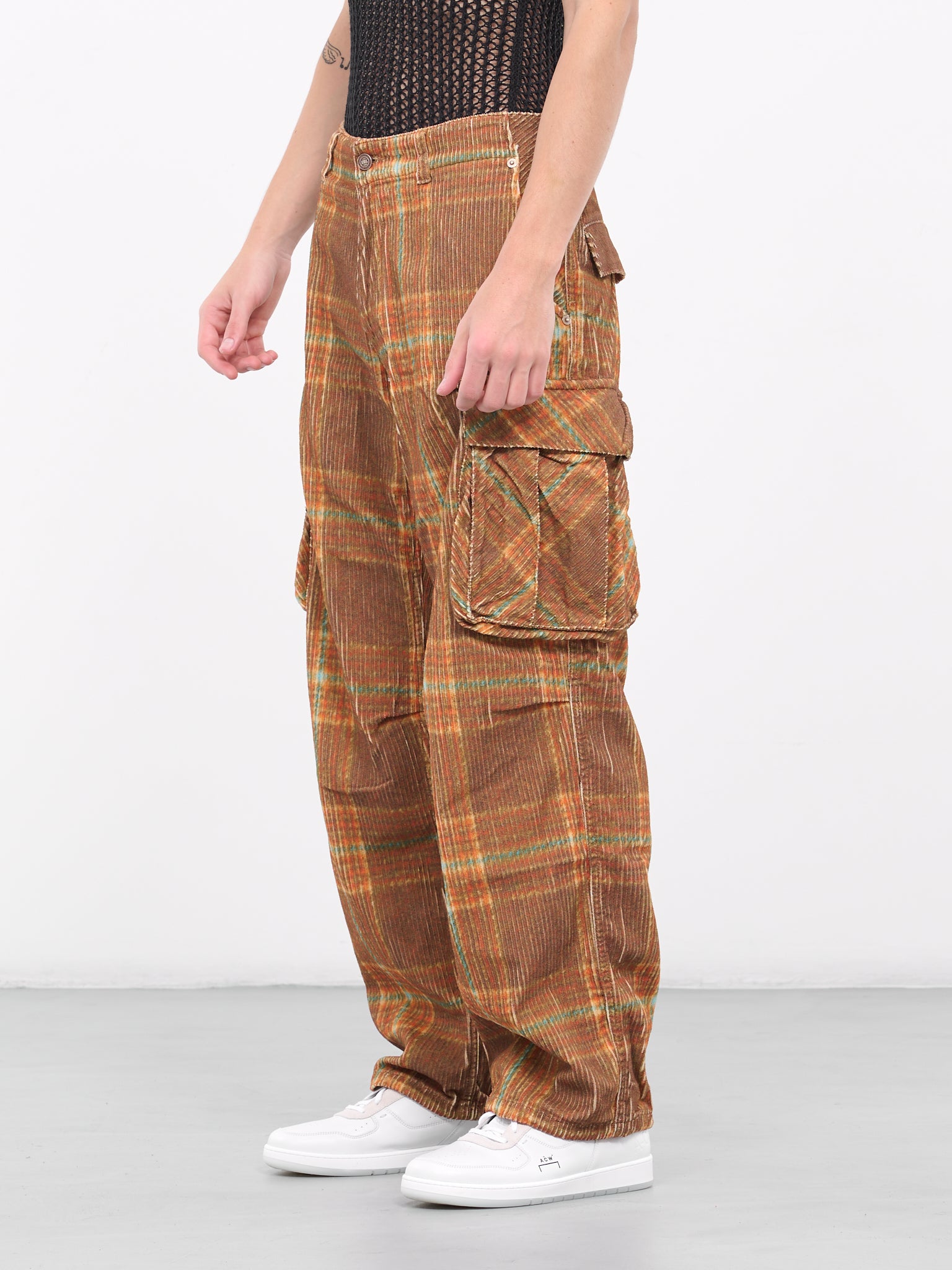 Corduroy Cargo Pants (P010-GREY-BROWN)