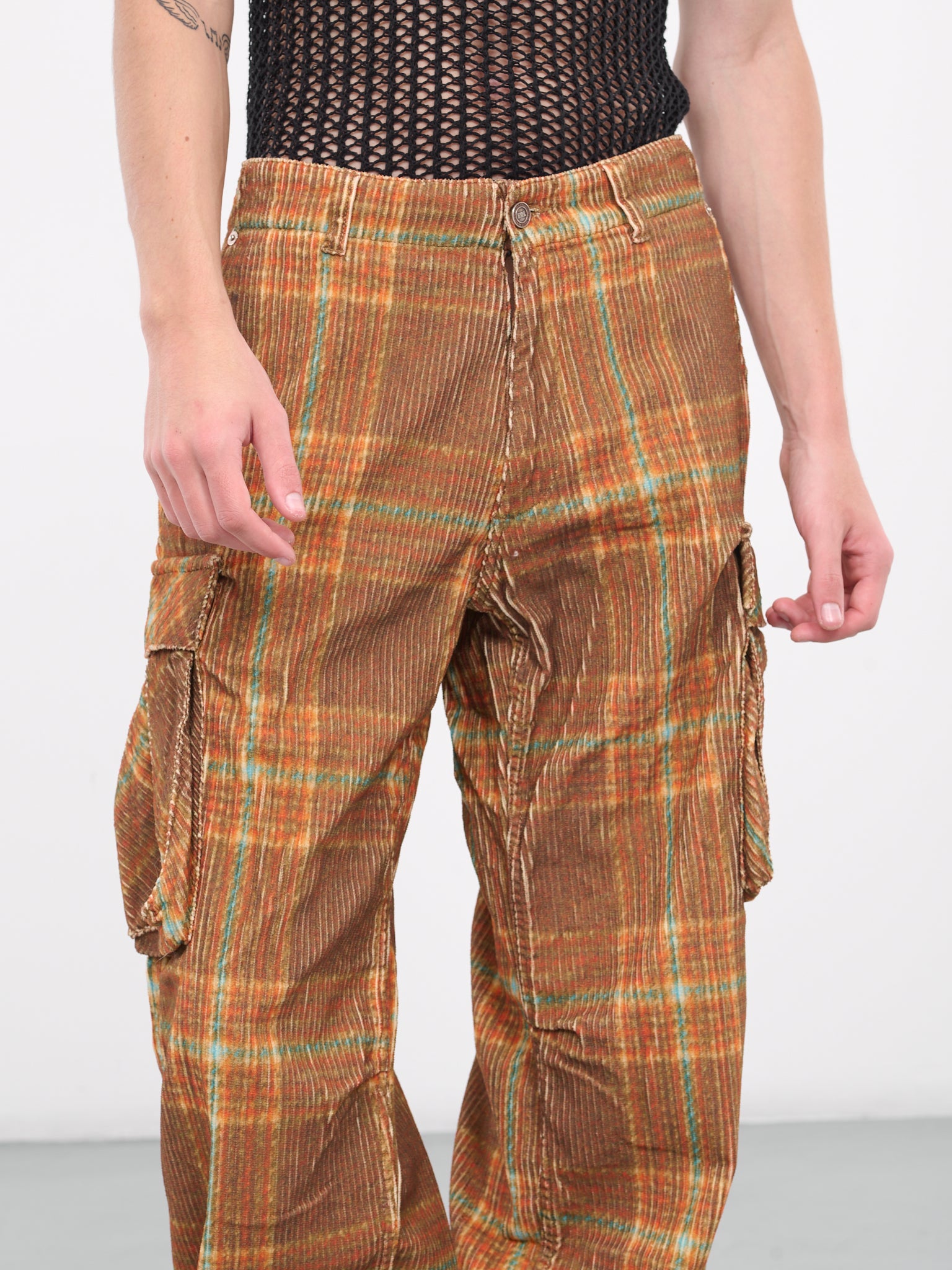 Corduroy Cargo Pants (P010-GREY-BROWN)