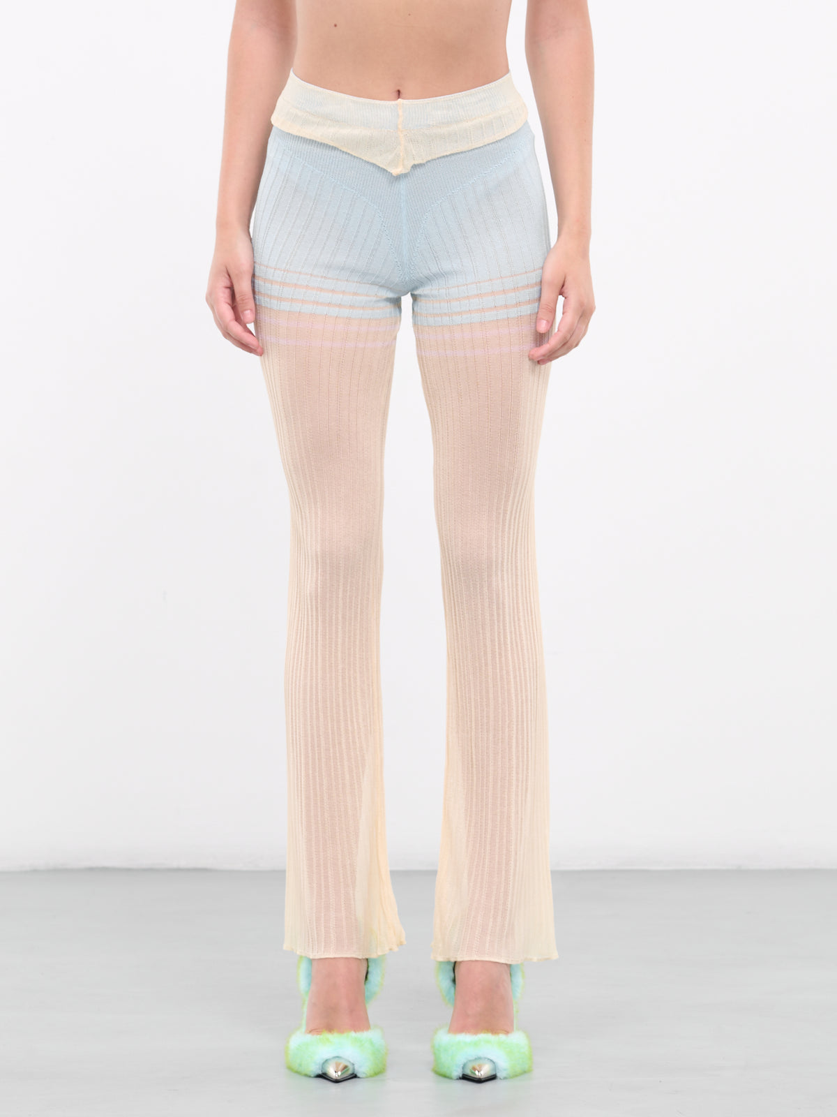 Sheer Knit Pants (P0101-BLUE-CREAM)