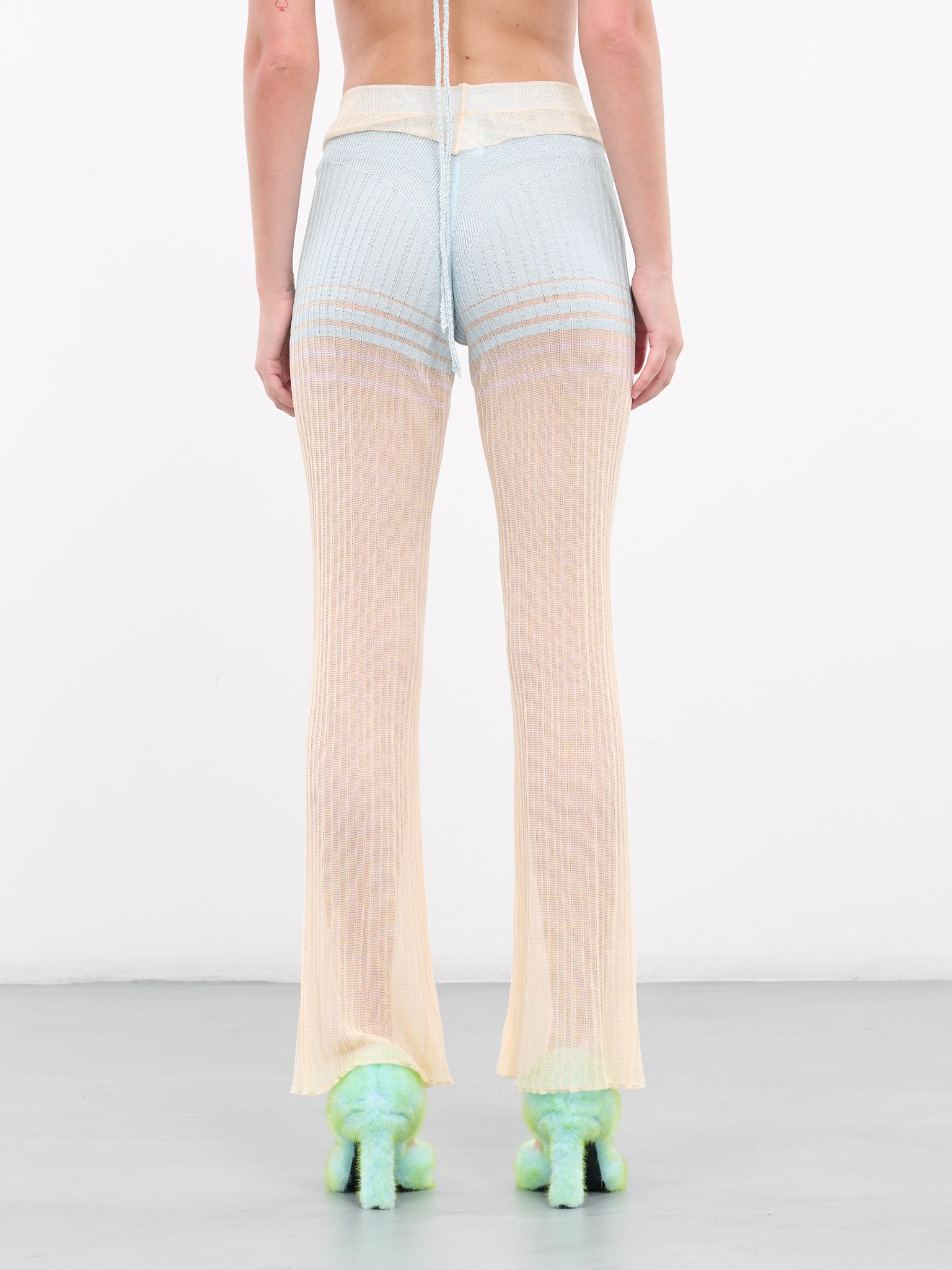 Sheer Knit Pants (P0101-BLUE-CREAM)