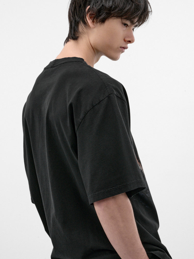 Black Cotton Wolf Graphic Tee (P03-03-028BK-BLACK)