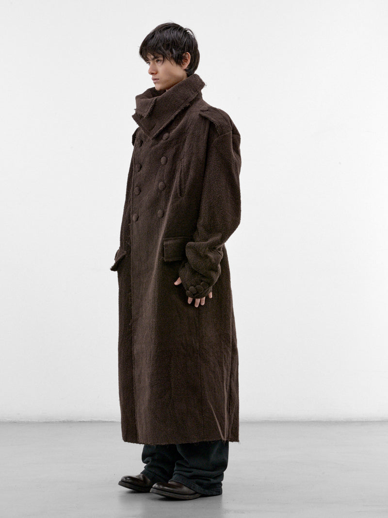 Brown Cotton Towel Long Coat (P03-05-001BR-BROWN)