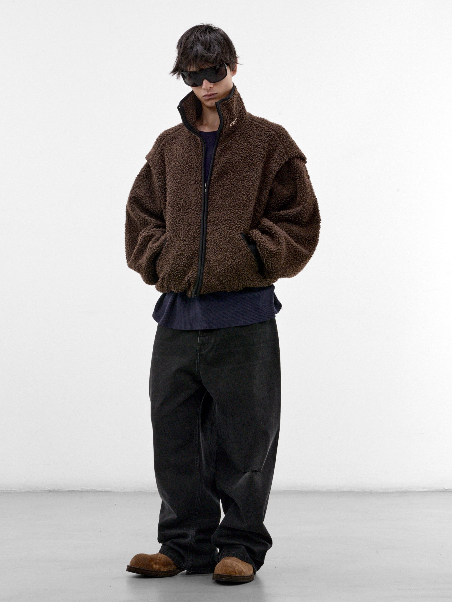 Brown Sherpa Zip Jacket (P03-05-004BR-BROWN)