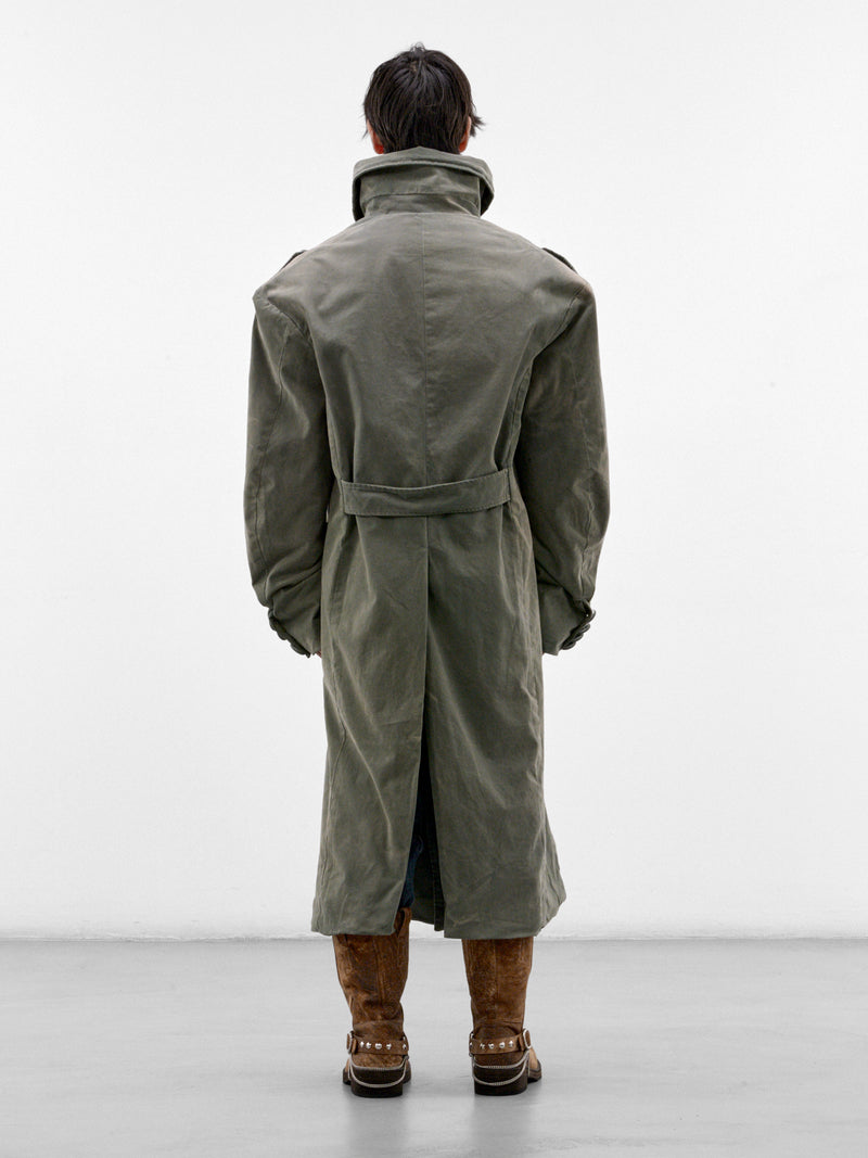 Gray Cotton Trench Coat (P03-05-016GR-GREEN)