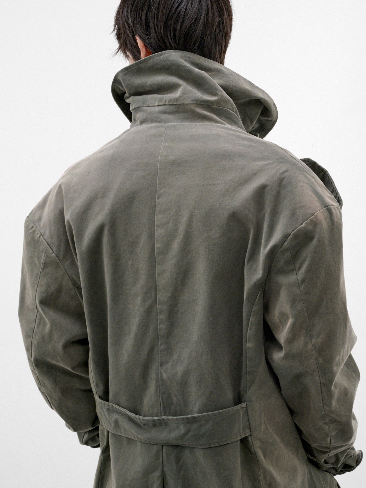 Gray Cotton Trench Coat (P03-05-016GR-GREEN)