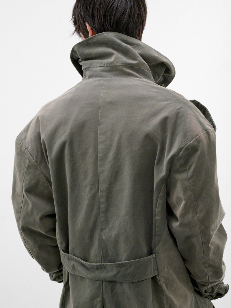 Gray Cotton Trench Coat (P03-05-016GR-GREEN)