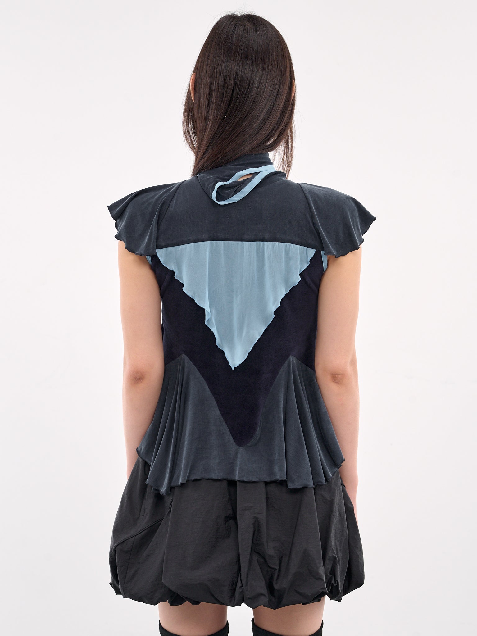 Travel Ruffled Panel Blouse (P04-69-SPRUCE-BLUE)
