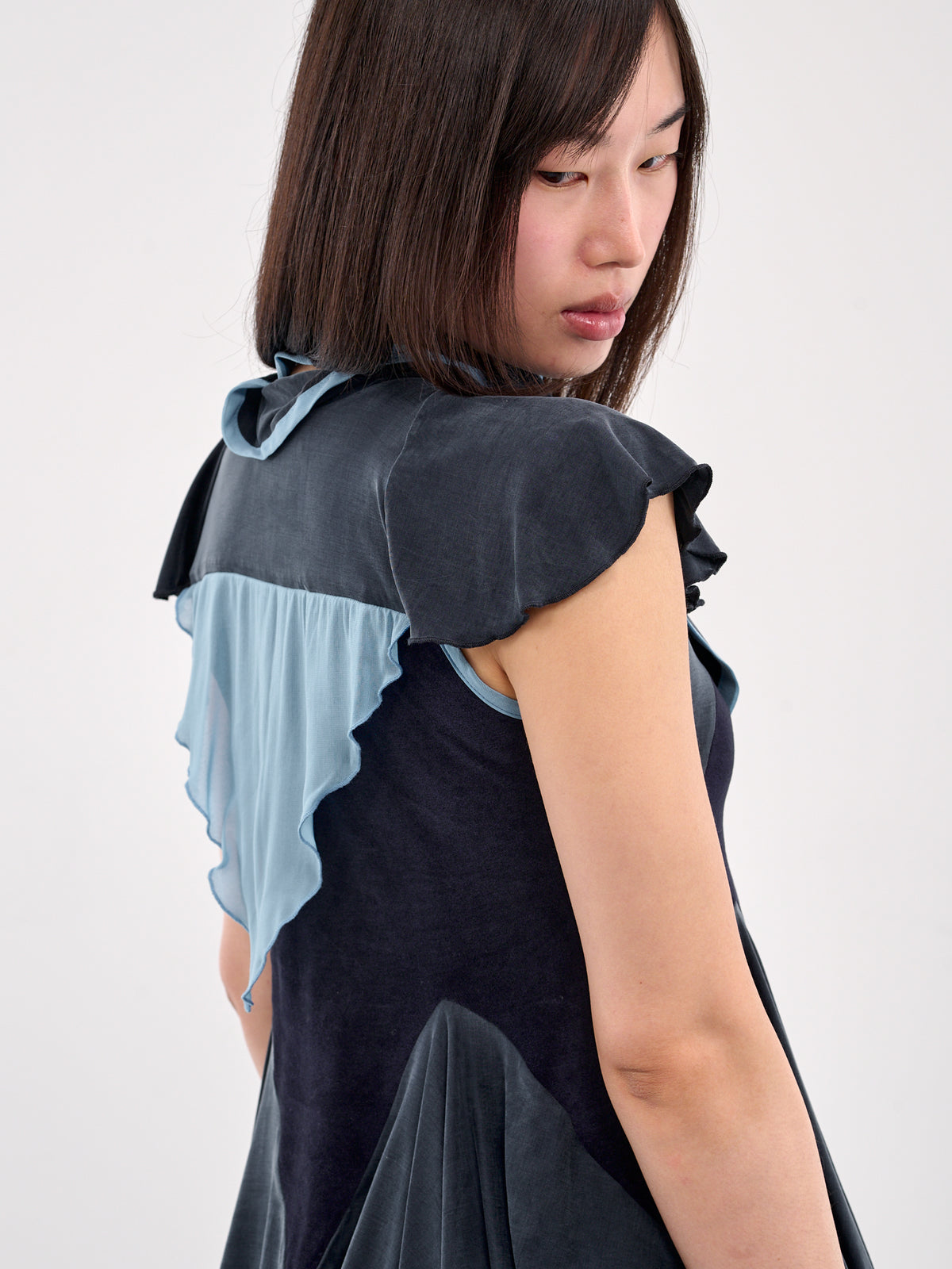 Travel Ruffled Panel Blouse (P04-69-SPRUCE-BLUE)