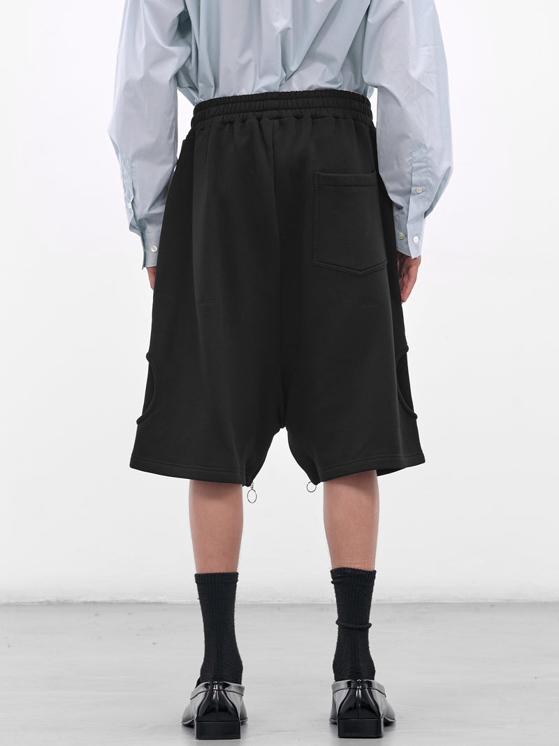 Black Cotton Baggy Bermuda Shorts (P043-C009-BLACK)