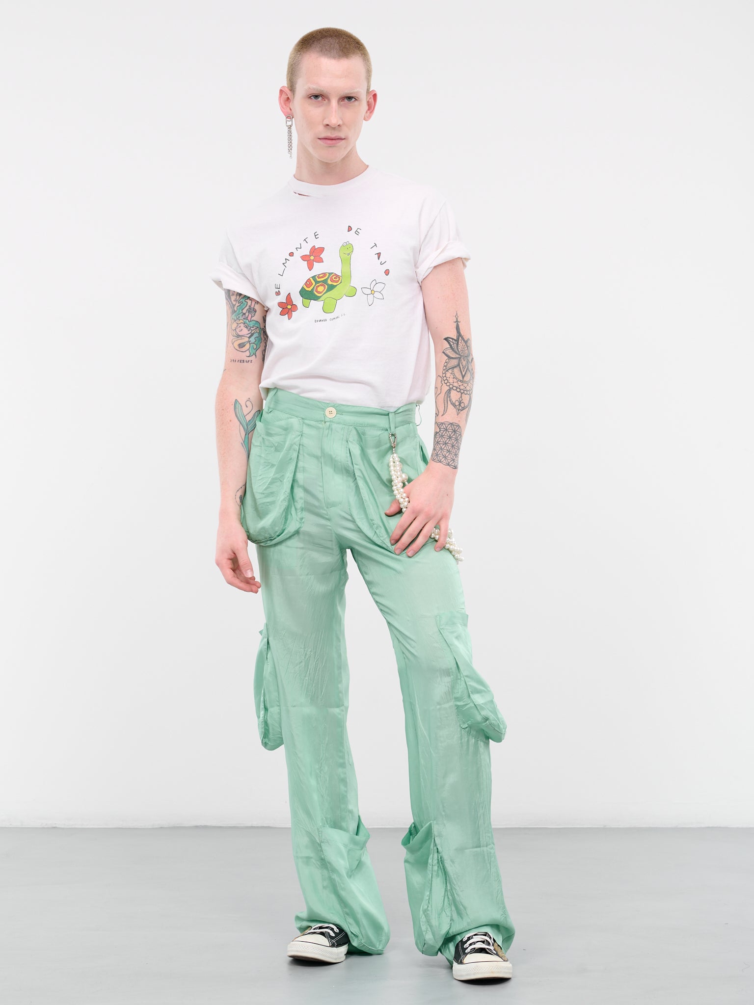 3D Satin Trousers (P08-PALE-GREEN)