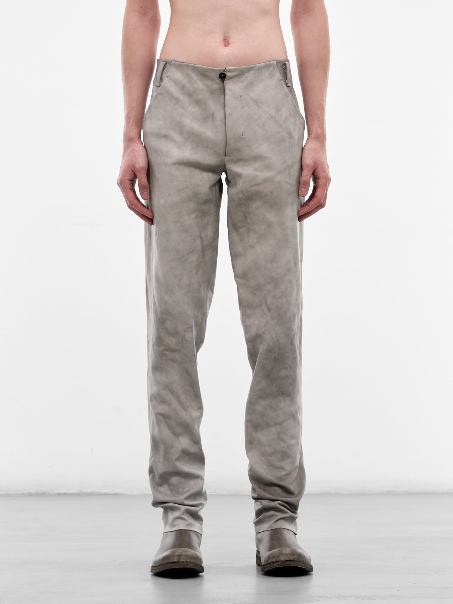 Carbon Leather Slim Trousers (P1330-SY-1-0-CARBON)
