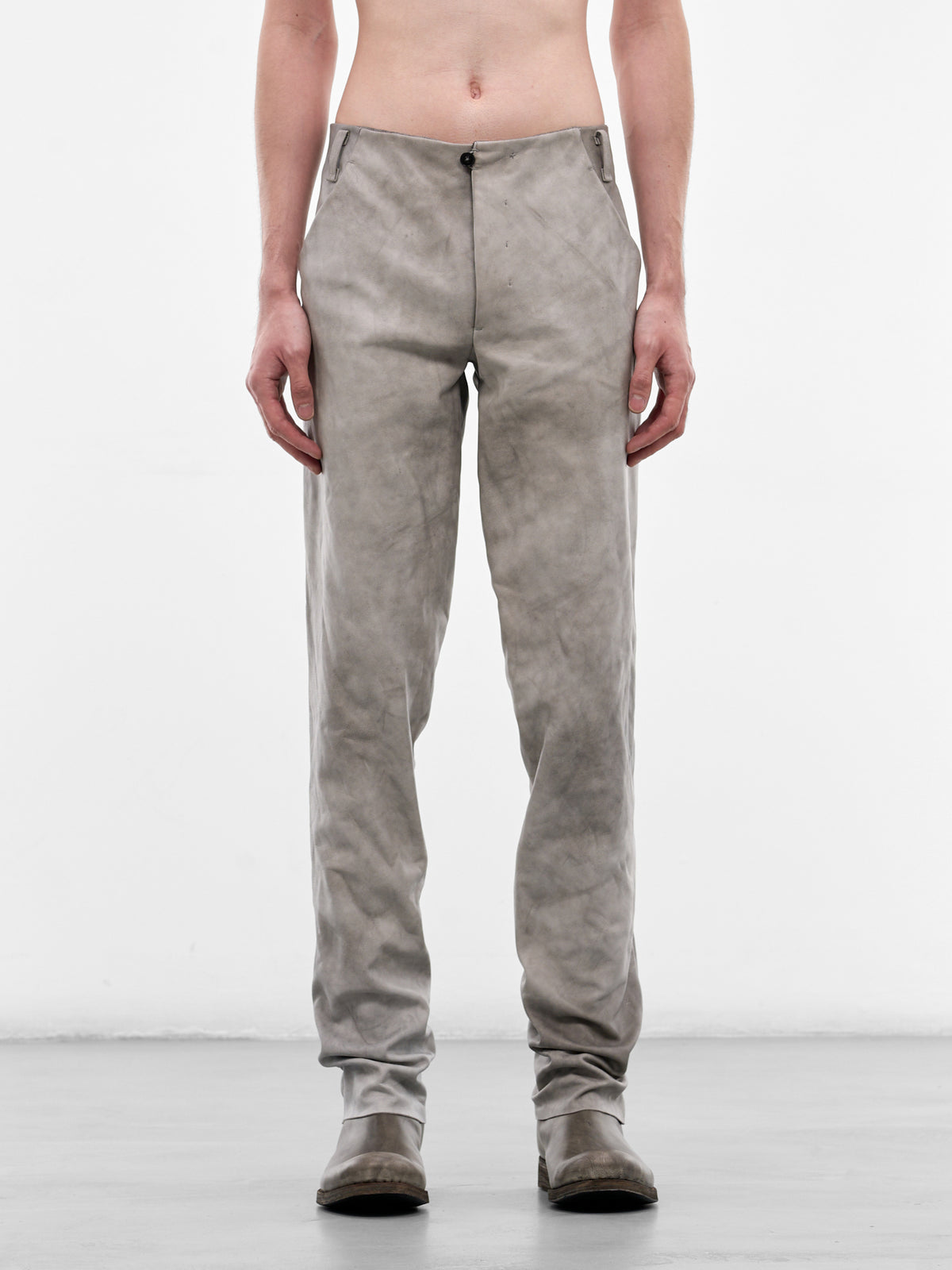 Carbon Leather Slim Trousers (P1330-SY-1-0-CARBON)