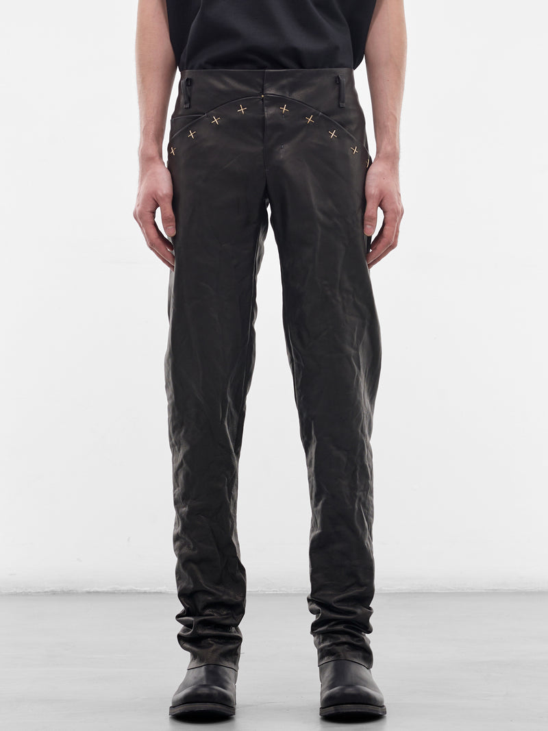 Black Leather Slim Trousers (P211+-SY-1-0-BLACK)