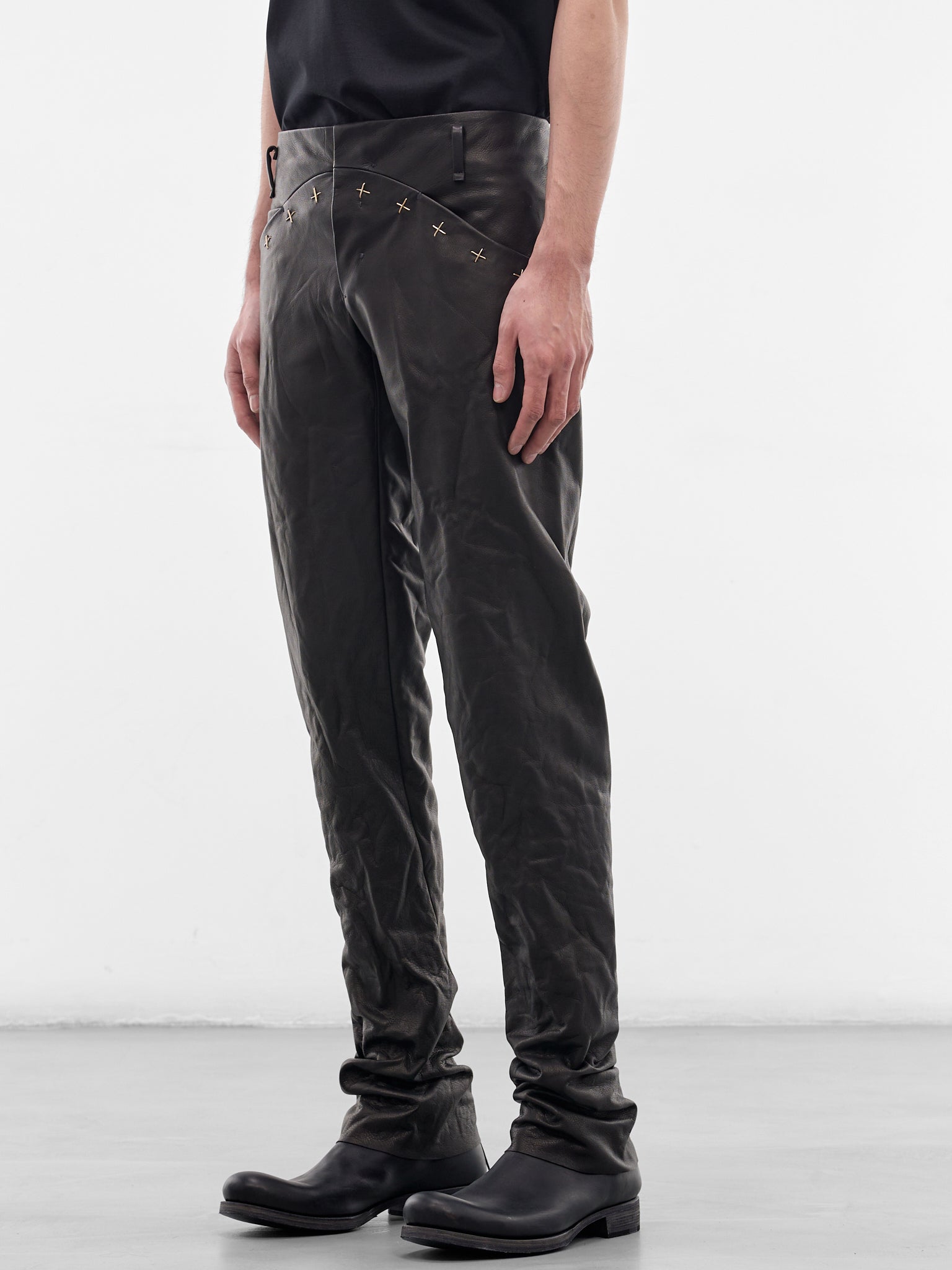 Black Leather Slim Trousers (P211+-SY-1-0-BLACK)