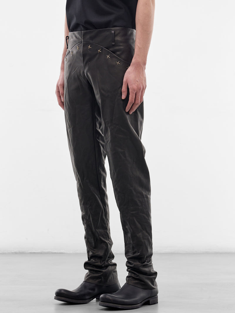 Black Leather Slim Trousers (P211+-SY-1-0-BLACK)
