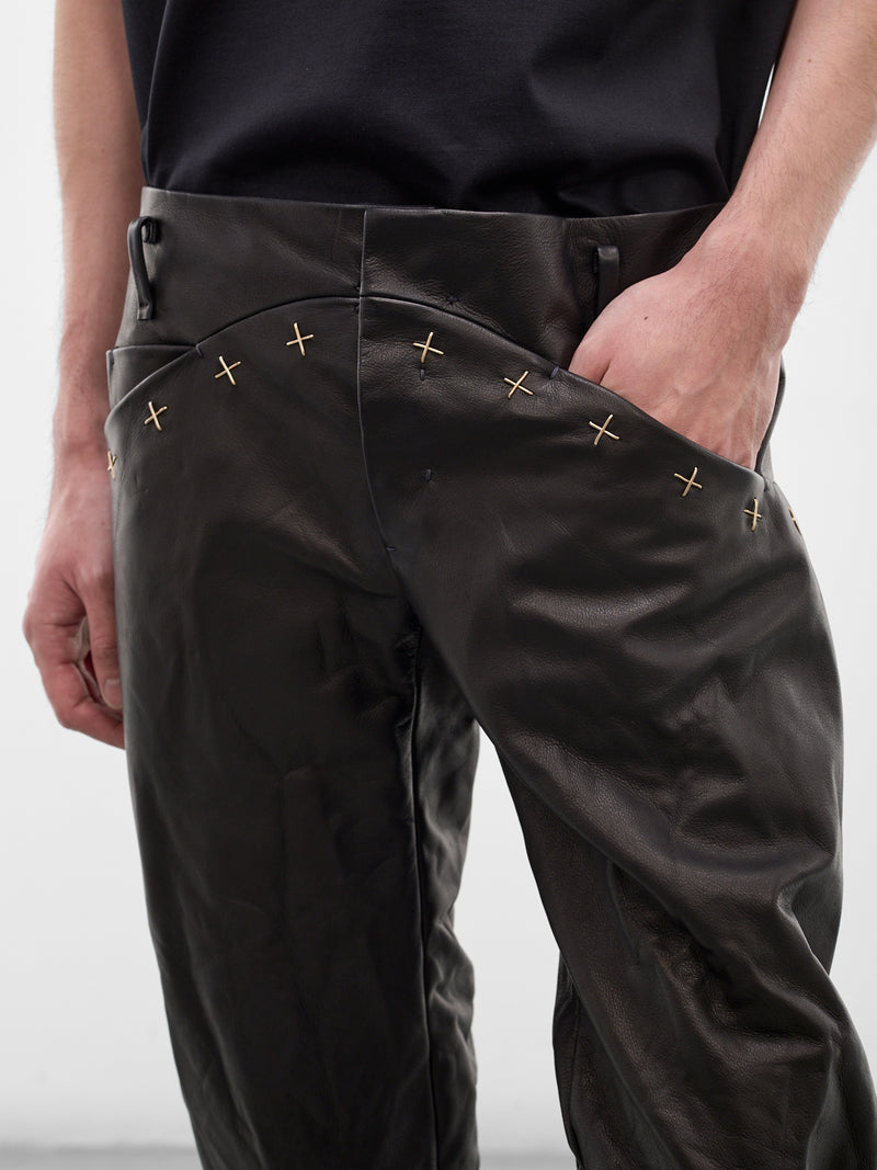 Black Leather Slim Trousers (P211+-SY-1-0-BLACK)