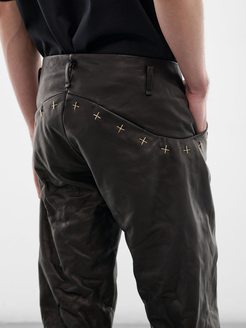Black Leather Slim Trousers (P211+-SY-1-0-BLACK)