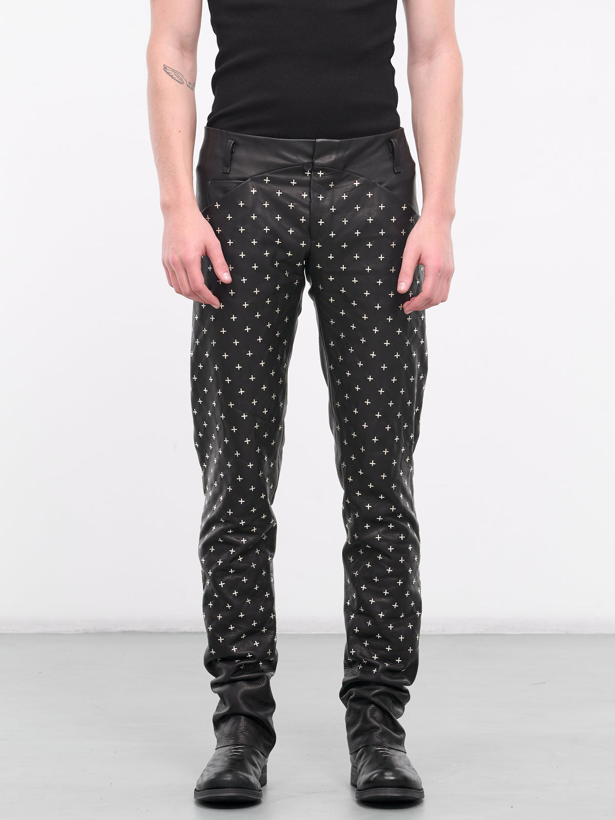 Silver Cross Leather Trousers (P211+++SY1-0-BLACK)
