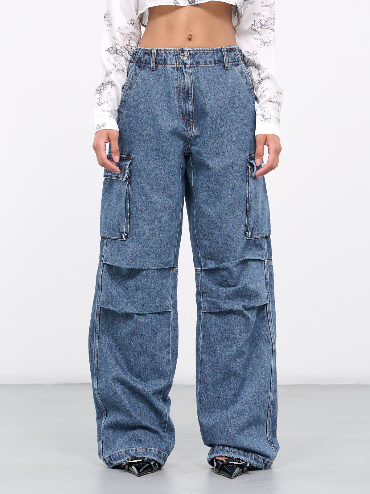 Denim Cargo Pants (P40202-WASHED-BLUE)