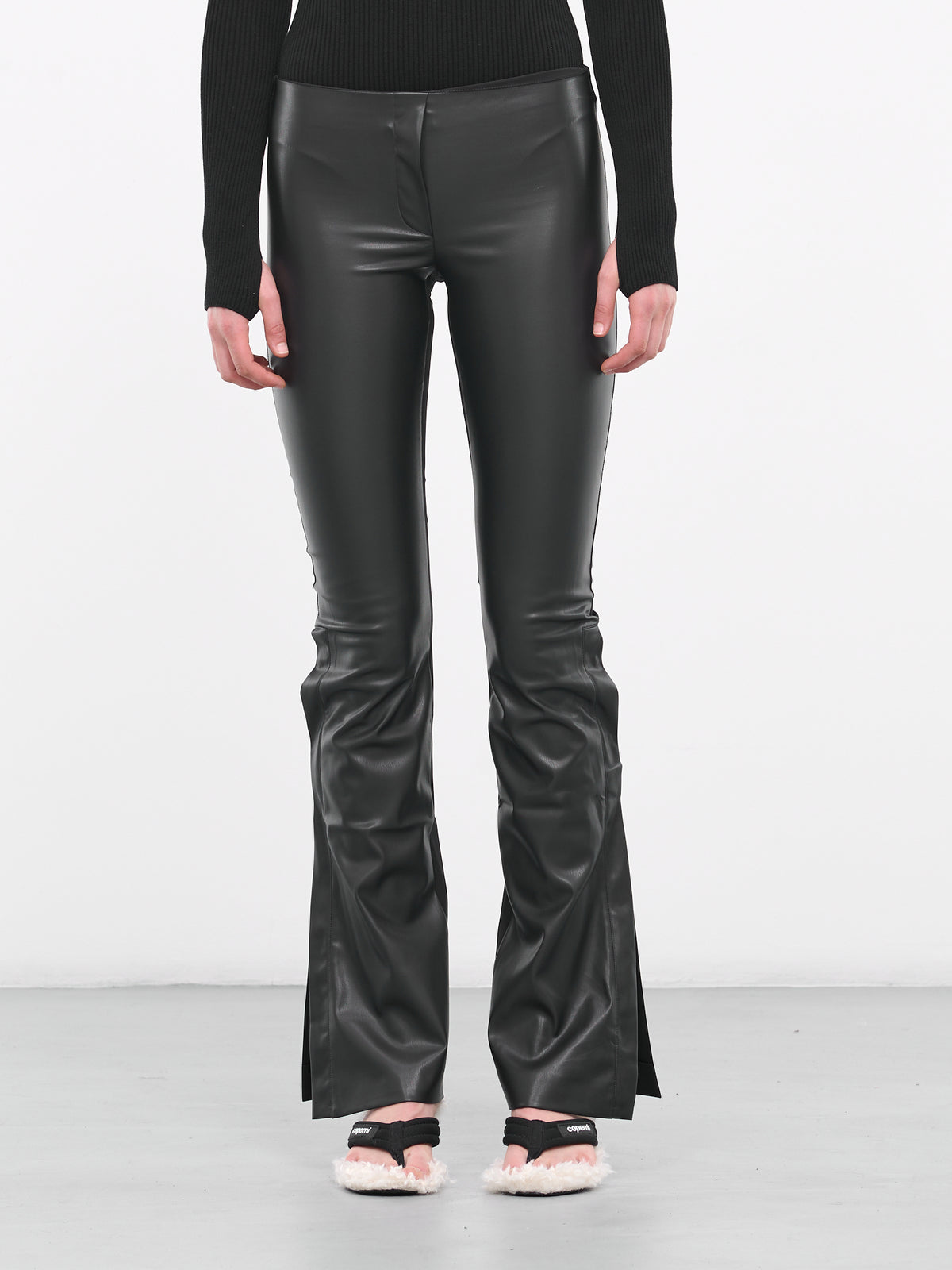 Paneled Flare Trousers (P48221-BLACK)