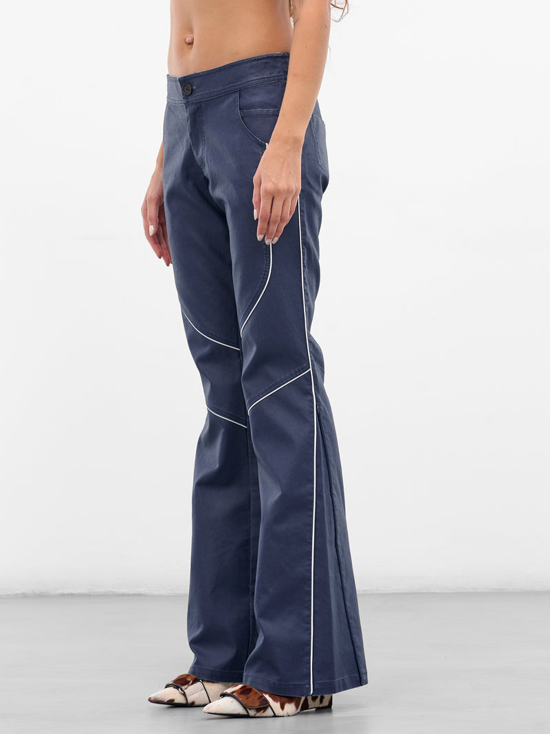 Blue Canvas Zip Flare Pants (PA-05-BLUE)