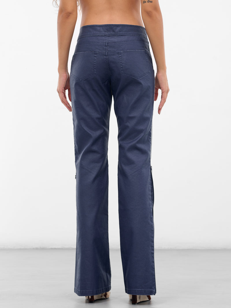 Blue Canvas Zip Flare Pants (PA-05-BLUE)