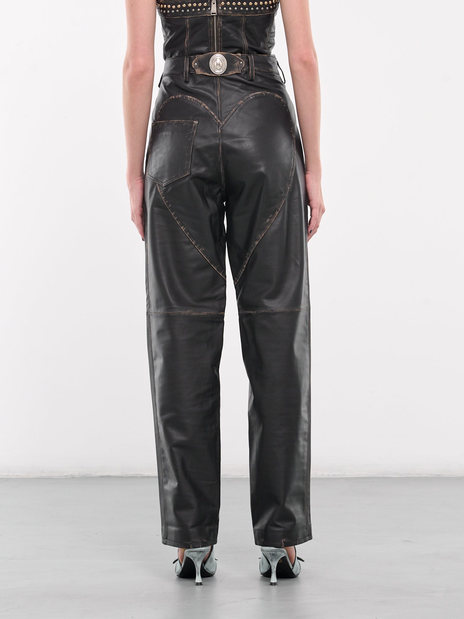 lautashi fake leather slit trousers レザー パンツ