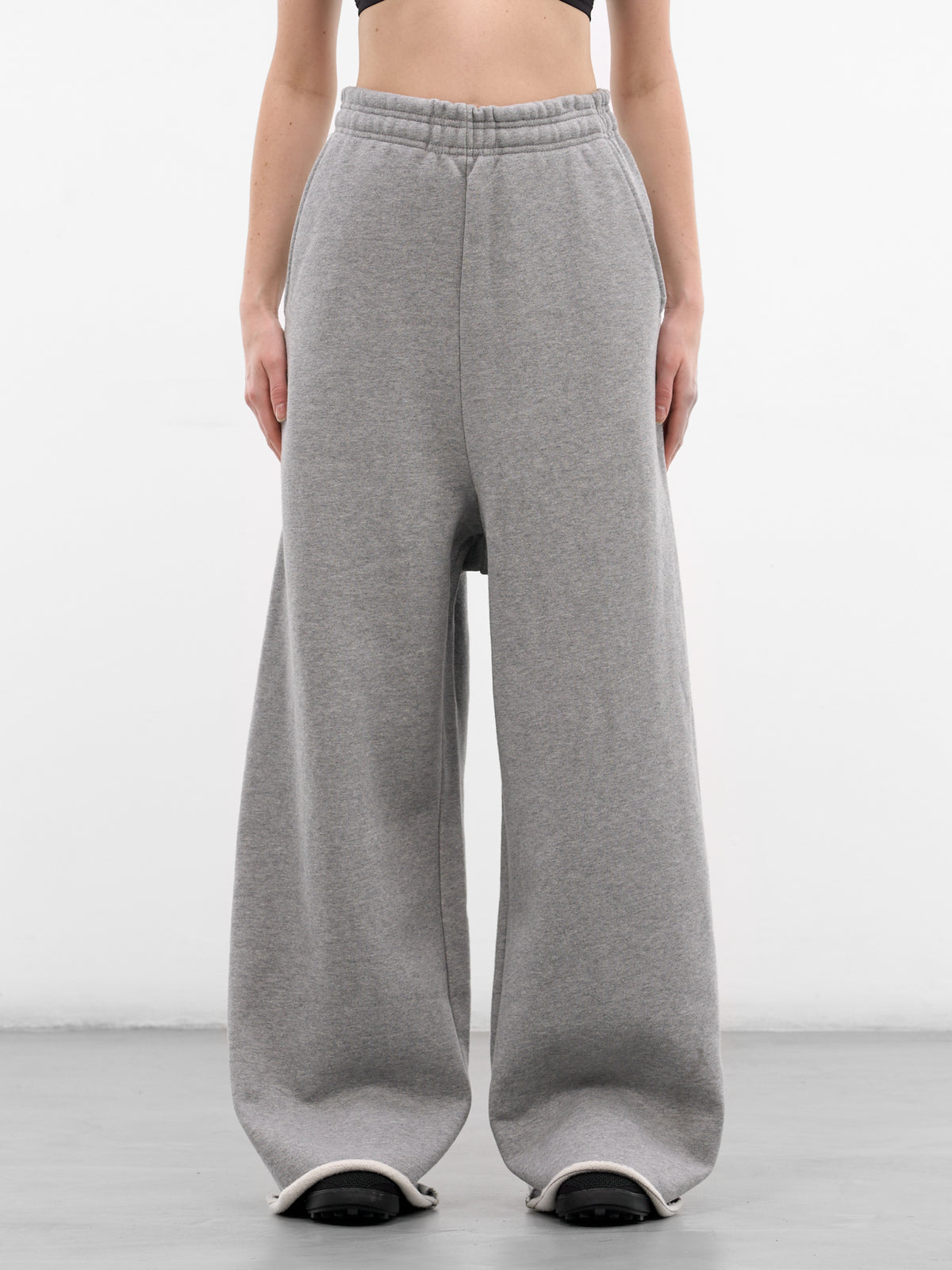 Gray Cotton Baggy Elongated Sweatpants (PA01012-GREY-MARLE)