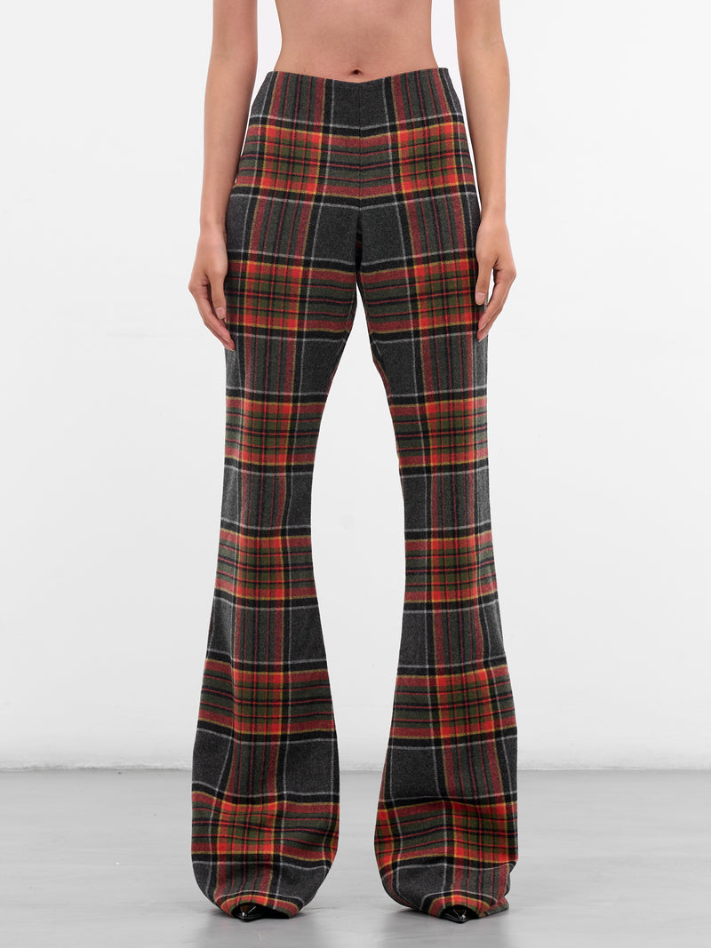 Tartan High Waist Flared Pants (PA01015-5029-ORANGE-GREY)