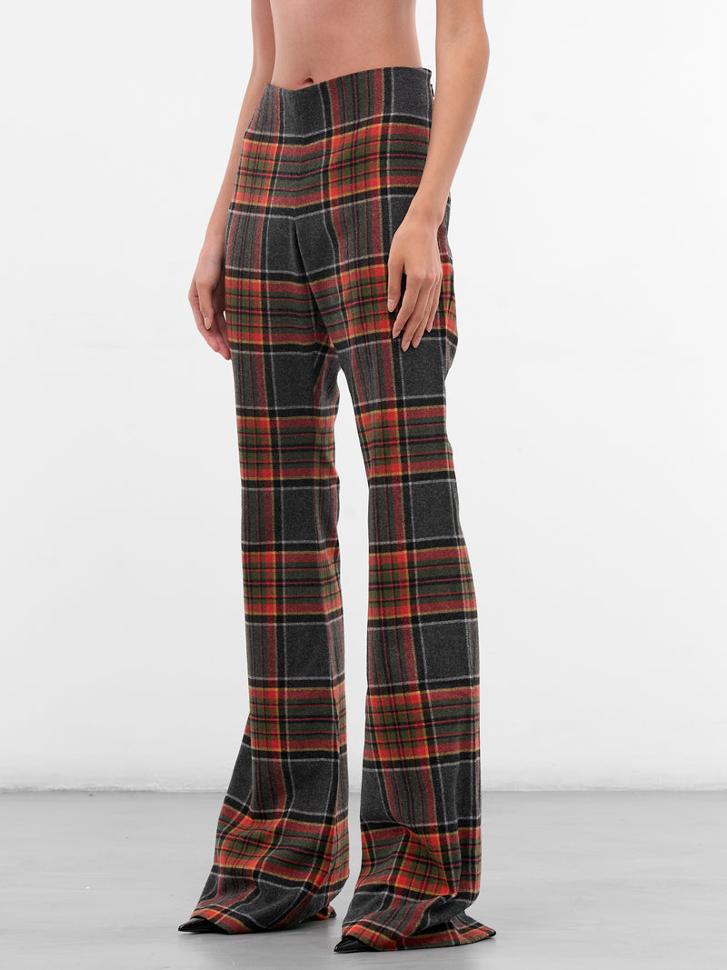 Tartan High Waist Flared Pants (PA01015-5029-ORANGE-GREY)
