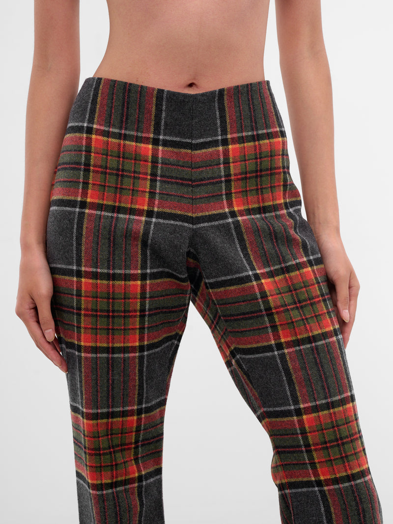 Tartan High Waist Flared Pants (PA01015-5029-ORANGE-GREY)