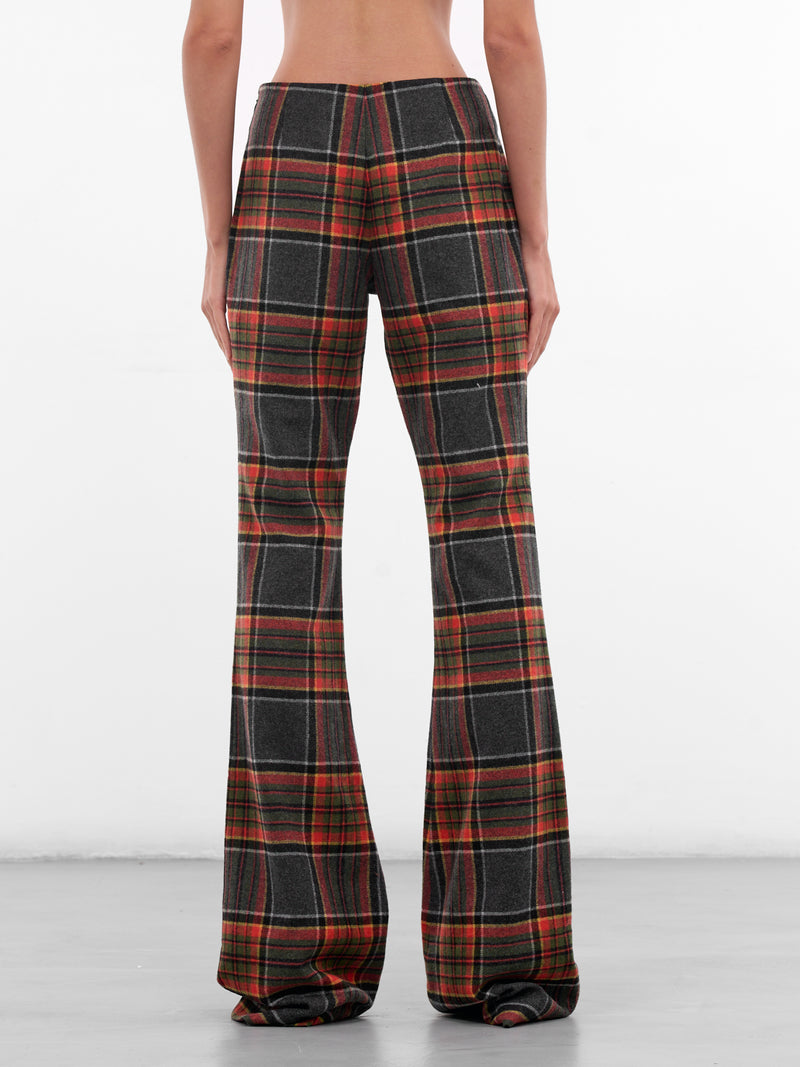 Tartan High Waist Flared Pants (PA01015-5029-ORANGE-GREY)
