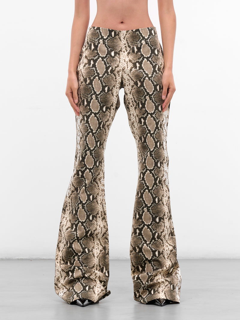 Snakeskin High Waist Flared Pants (PA01016-0015-BLACK)