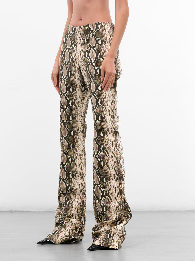 Snakeskin High Waist Flared Pants (PA01016-0015-BLACK)